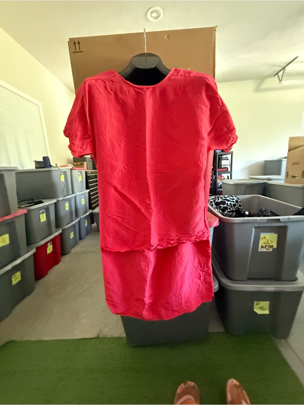 Bright Coral Short Sleeve Dress Top Set mp50